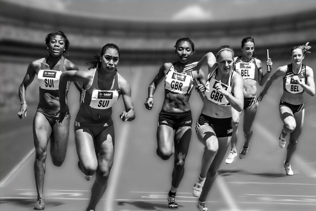 women running race racing athletes 